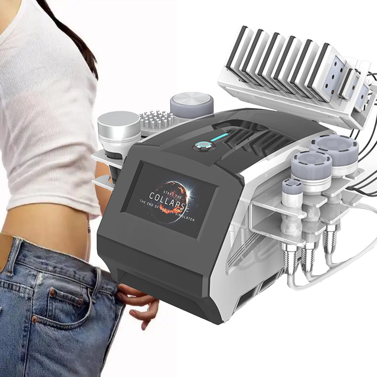 Macchina scolpire Corpo 7 in 1, Macchina Bellezza con cavitazione 80k con Schermo LCD 7", rimozione Cellulite e brucia Grassi, Trattamento Antirughe e antietà per Viso per Tutto Corpo