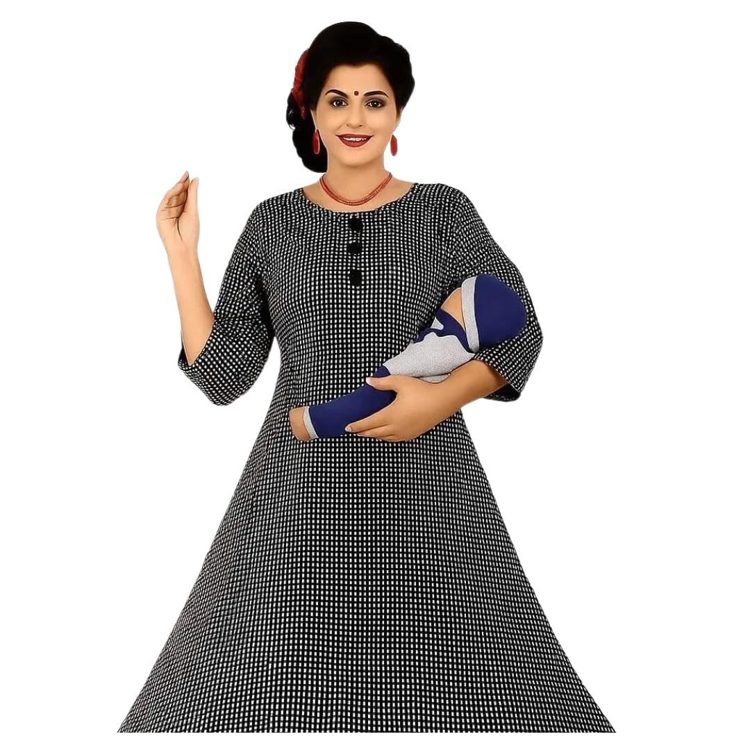 Maternity Feeding Kurta for Women | Cotton Blend, Concealed Zippers for Easy Nursing | Front Zip Nursing Top | Comfortable & Stylish Ethnic Wear for Pregnancy - No Leggings (XL & XXL)-image-29