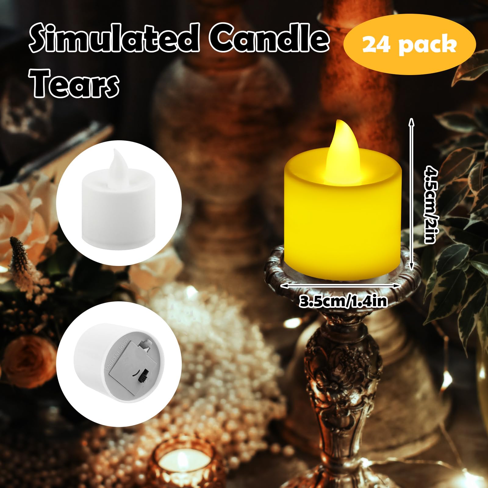 24 Candele LED Senza Fiamma - Luci Tea Light Bianco Caldo, Batteria CR2032, Per Matrimoni, Casa, Decorazioni - Foto 7
