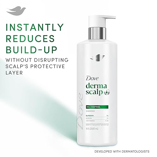 Miniatura 3 de Dove Derma Scalp Shampoo 1 ct Control de aceite para eliminar la acumulación suave, con glicerina, 16 oz
