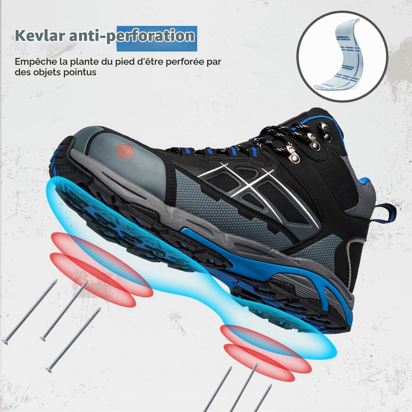 LARNMERN Chaussures de Sécurité Hommes SRC Antistatique Bleu 43.5EU