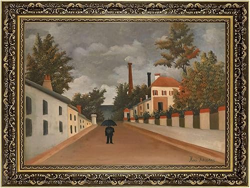 Vintage Framed Street Scene Canvas Print Oil Paintings Reproduction World Classics Retro Artwork Poster Painting Wall Decor Elegant Home Decor for