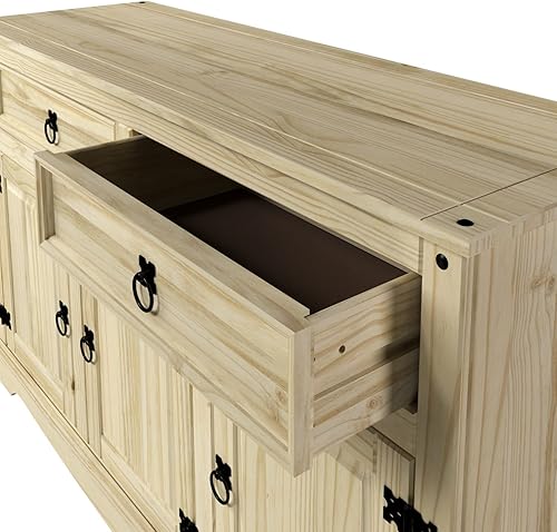 Miniatura 7 de Aparador de buffet de madera maciza de 51.9 pulgadas de ancho, 16.9 pulgadas de profundidad, 31.6 pulgadas de alto, armario de almacenamiento de
