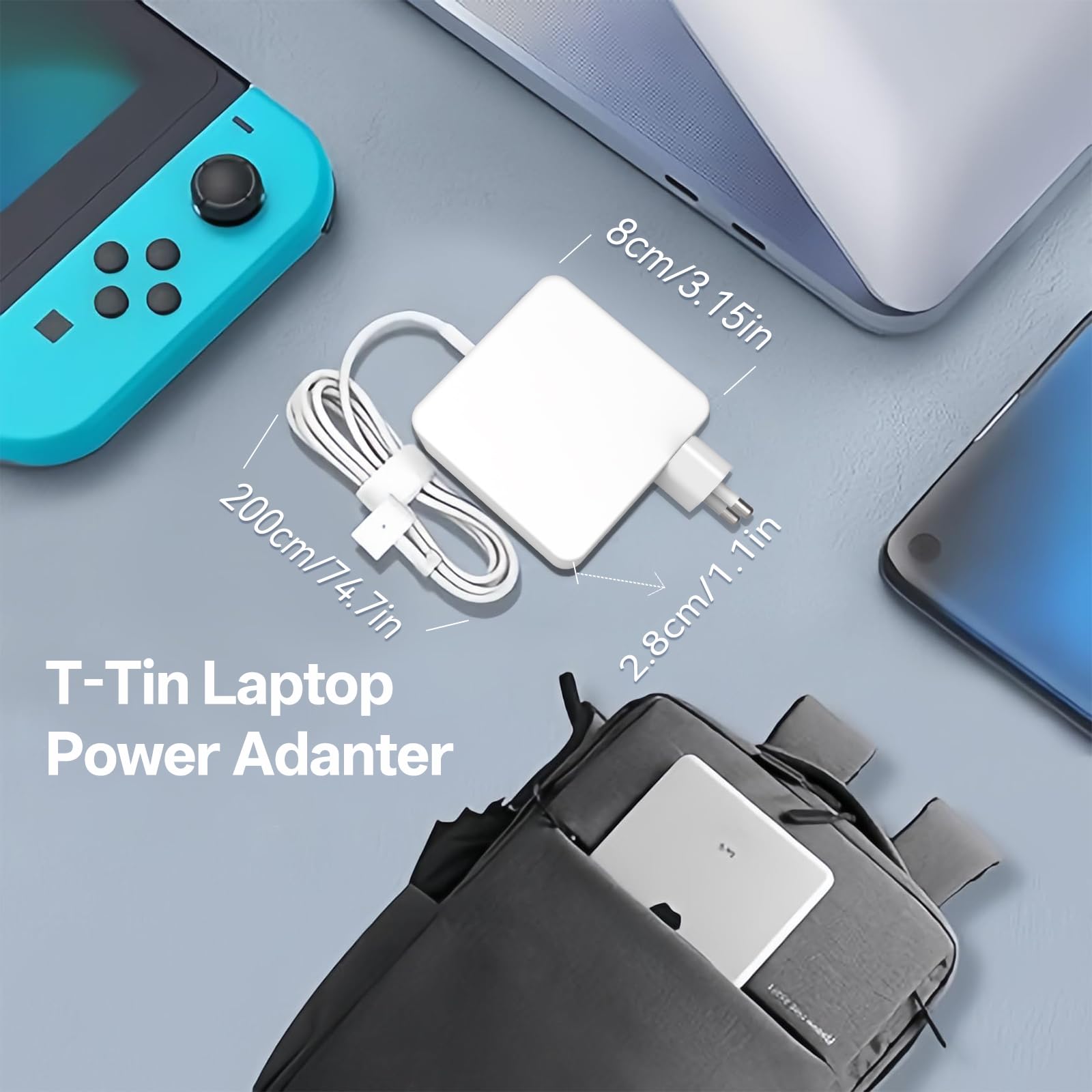 60W T-Tip Caricatore, Compatibile con Mac Book Pro Caricabatterie, Portatile Adattatore di Alimentazione per MacBook Air 11/13 Pollici, Modelli 2012/2013/2014/2015/2017/2018, Adatto A1502/A1465/A1436