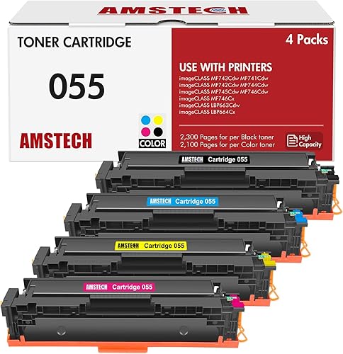 055 055H Cartucho de tóner 4 unidades de repuesto compatible para Canon Cartucho 055 055H Color ImageCLASS MF743Cdw MF741Cdw Tinta de impresora
