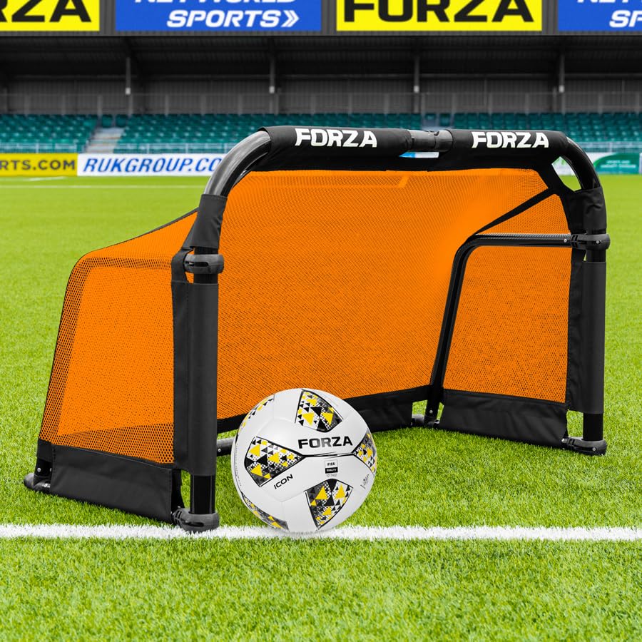 FORZA POD Goal - PRO ALU50 Folding Football Goal | Fold-Away & Freestanding Target Goals | Carry Bag Included - Multiple Sizes & Colours (Orange, 3ft x 2ft)