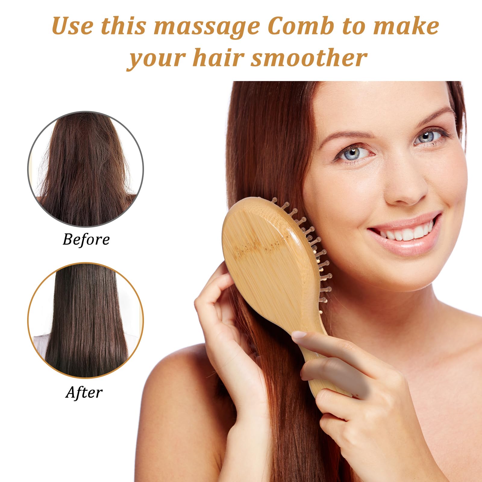 HJZHII 2pcs Wooden Hair Brush - Image 3