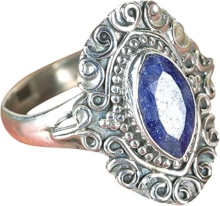 Sapphire Ring, Solid Silver Ring, Vintage Designer Ring, Sapphire Jewelry, Marquise Sapphire Ring, September Birthstone, Handcrafted Ring