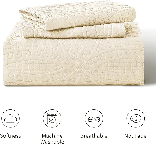 Miniatura 7 de Love's cabin Juego de edredón tamaño California King, color beige, patrón de moneda, 3 piezas (1 edredón, 3 fundas de almohada)