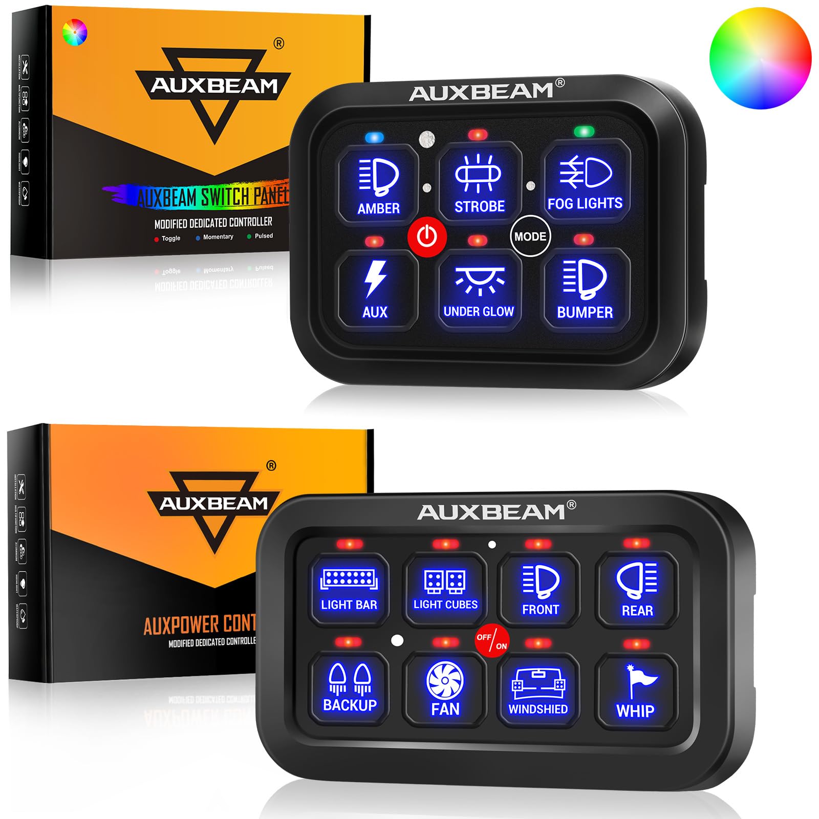 Amazon.com: Auxbeam 6 Gang RGB RA60 Switch Paneal w/3 Lighting