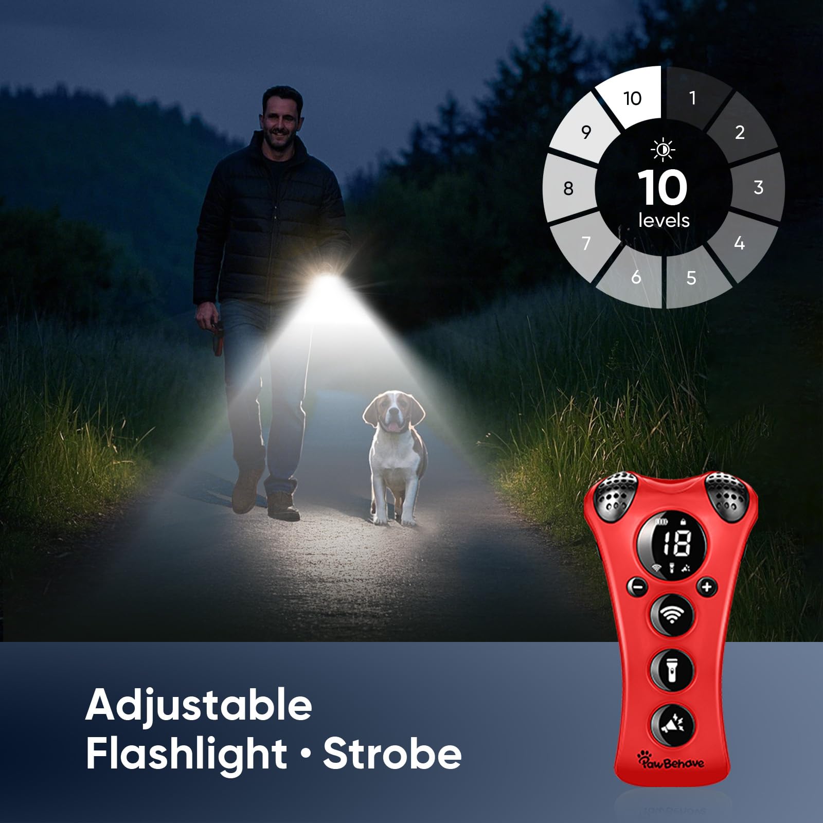PawBehave Entrenador ultrasónico ajustable para perros, el primer corrector de comportamiento de mascotas de frecuencia variable del mundo con 10 niveles de ultrasonido, 18 silbatos para perros