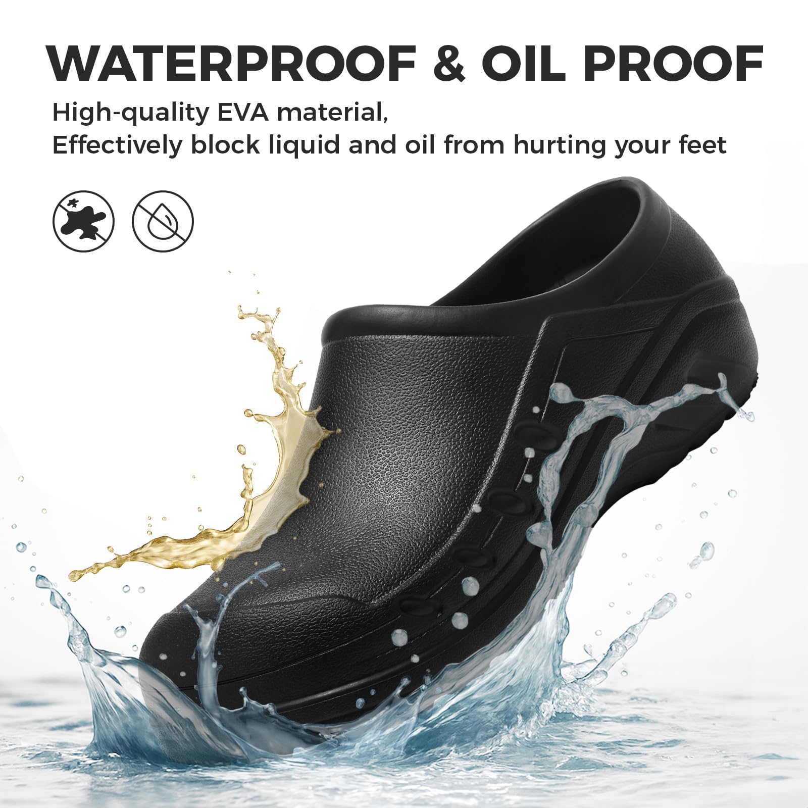 Ulogu Waterproof Non Slip Chef Clogs for Men Women Slip Resistant Work Shoes for Nurses Chefs Kitchen Restaurant & Food Service - 3