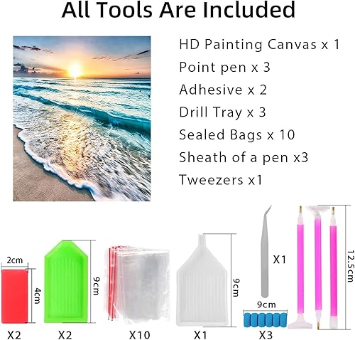 Miniatura 5 de DKHDBD Kits de pintura de diamantes para adultos, 12 x 16 pulgadas, pintura por números para adultos principiantes, pintura de puntos de diamante de