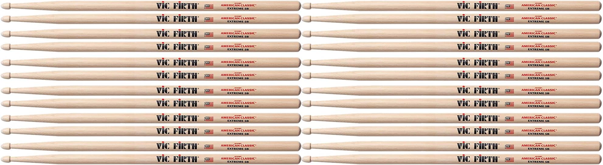Vic FirthX5B Extreme 5B Wood Tip Drum Sticks (12 Pair Bundle)