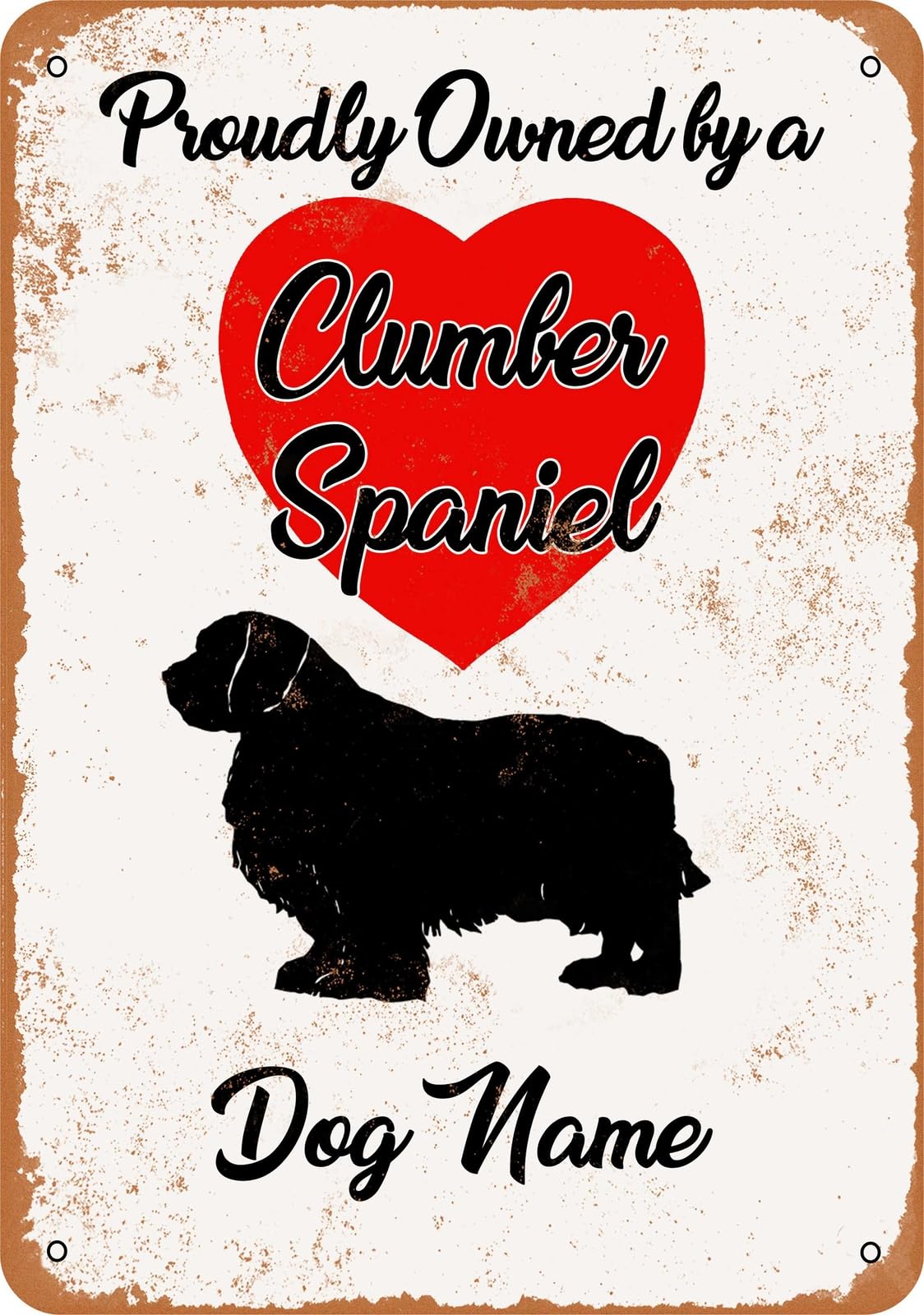 Miaomansenstore Metal Sign - Custom Dog Name - Clumber Spaniel - Vintage Look Home Decor