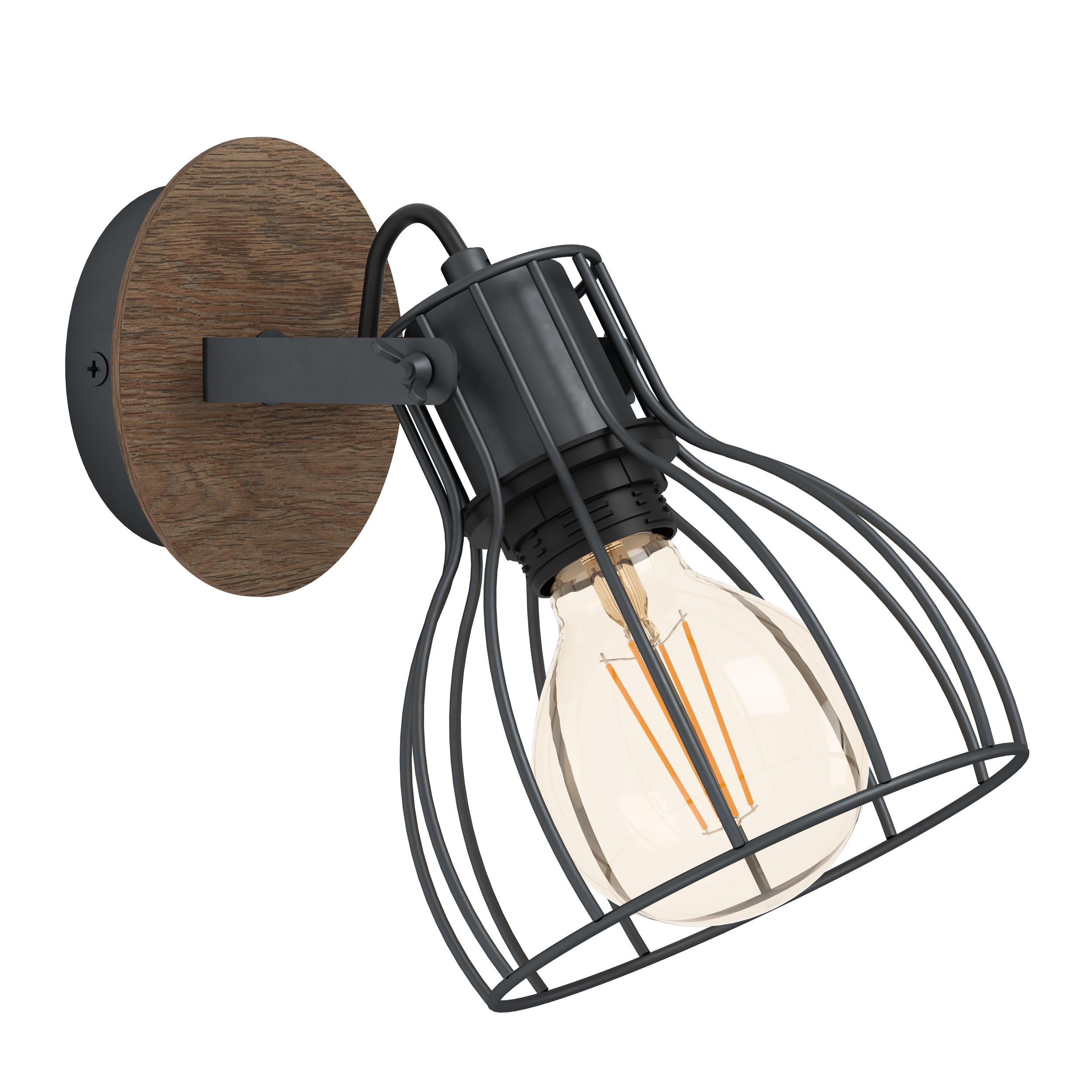 Eglo Sambatello Wall Lamp, 1-Bulb, Brown/Silver