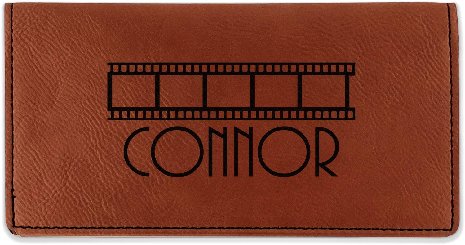 RNK Shops Personalized Movie Theater Leatherette Checkbook Holder - Double Sided