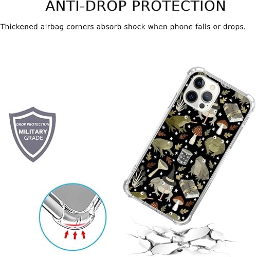 Miniatura 3 de Funda estética de rana bruja compatible con iPhone 15 Pro Max, funda de Halloween de rana hongo para iPhone 15 Pro Max, funda de TPU a la moda