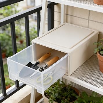 18 L Plastic Stackable Storage Drawer Units, Desktop Stacking Frontbox, 1 Pack