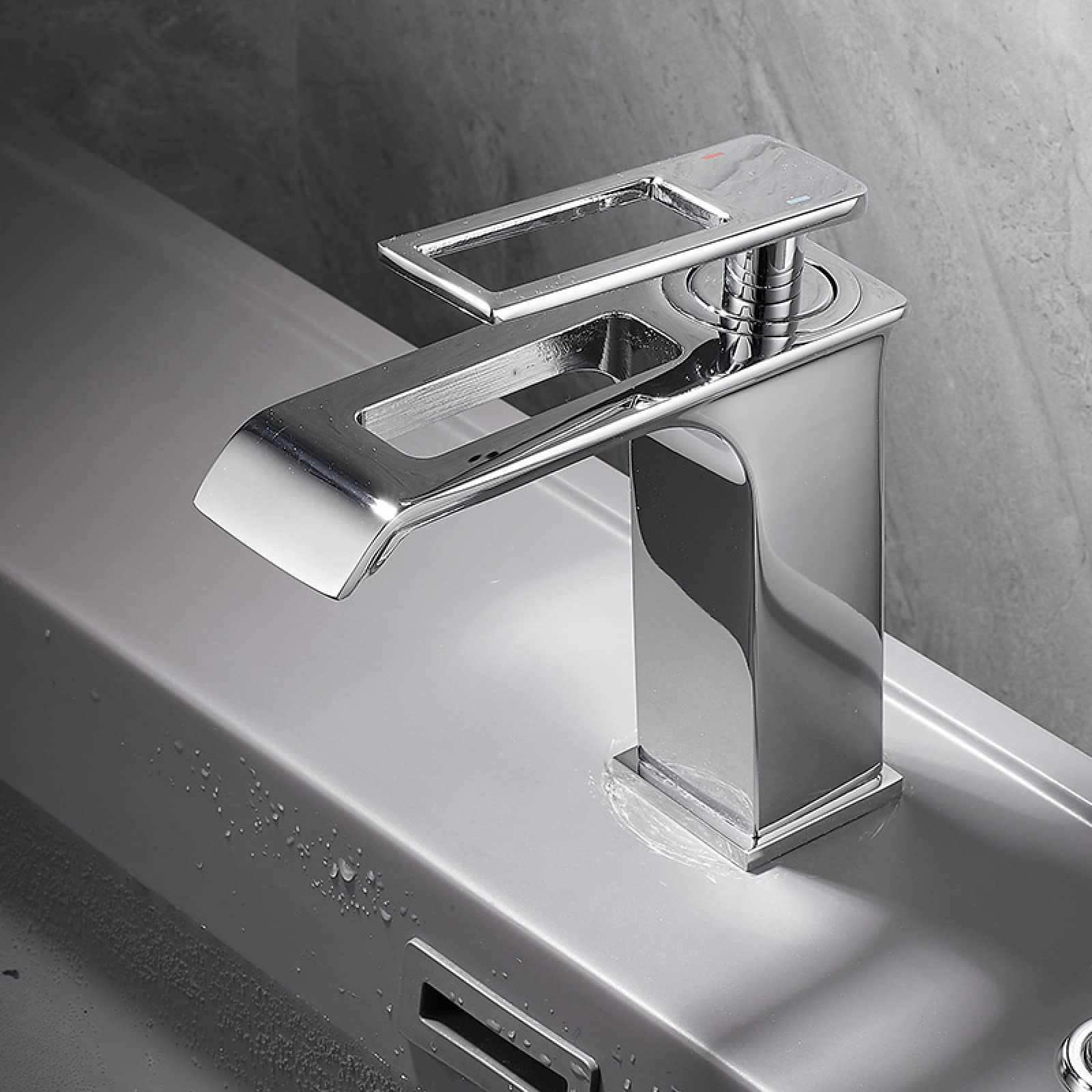 Nvsfzgiyg Cromo Bathroom Sink Faucet Waterfall, Single Handle Basin Mixer Tap For Hot And Cold Water, For, Gold(Cromo)