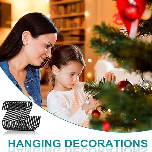 Miniatura 4 de Gicare Ganchos pequeños en S de 1 pulgada para colgar, paquete de 120 ganchos negros pequeños en S, ganchos decorativos para joyas, plantas,
