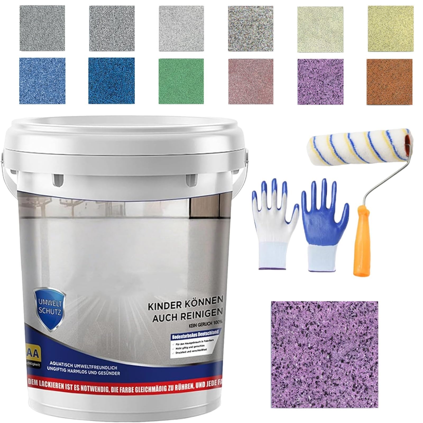 Upgrade Epoxy Coloured Sand Floor Paint, Louis Forest Epoxy Floor Paint for concrete, High Gloss Marble Effect Epoxy Floors Coating Self Leveling for Basement, Wood Floors, Garage, Outdoor (1kg