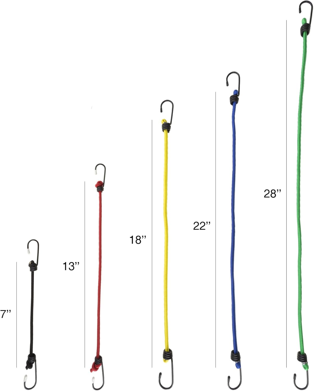 Bungee Cord Assortment - 20-Pack of Assorted Length Cordage with Heavy-Duty Vinyl-Coated Hooks and Fabric Wrapping by Stalwart (Red)