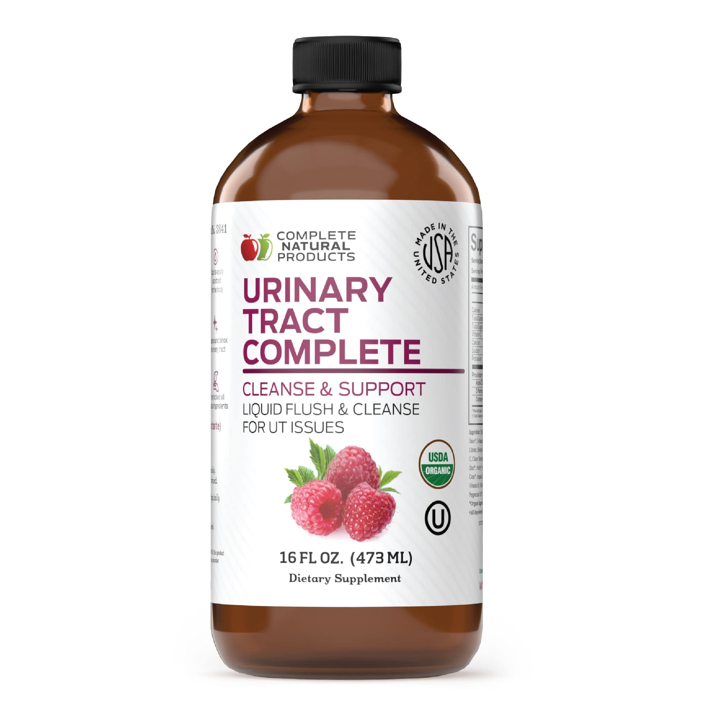 Complete Natural Products Urinary Tract Complete 16oz - Liquid Supplement for Urinary Tract Health with Organic Cranberry, D-Mannose, Beet Root, Fennel Seed, and Turmeric