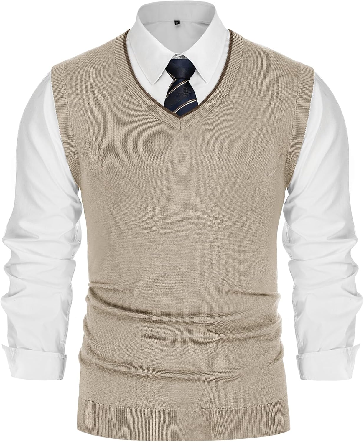 PJ PAUL JONES Mens Sweater Vest Wool Blended Knitted Vest Sweaters V-Neck Sleeveless Pullover Vests - Image 4