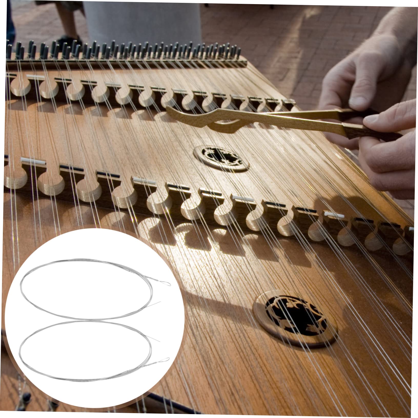 2 Stück Dulcimer Ersatzsaiten aus Stahl Silberne Hackbrettsaiten für Dulcimer Spieler Praktisches Zubehör als Ersatzsaiten