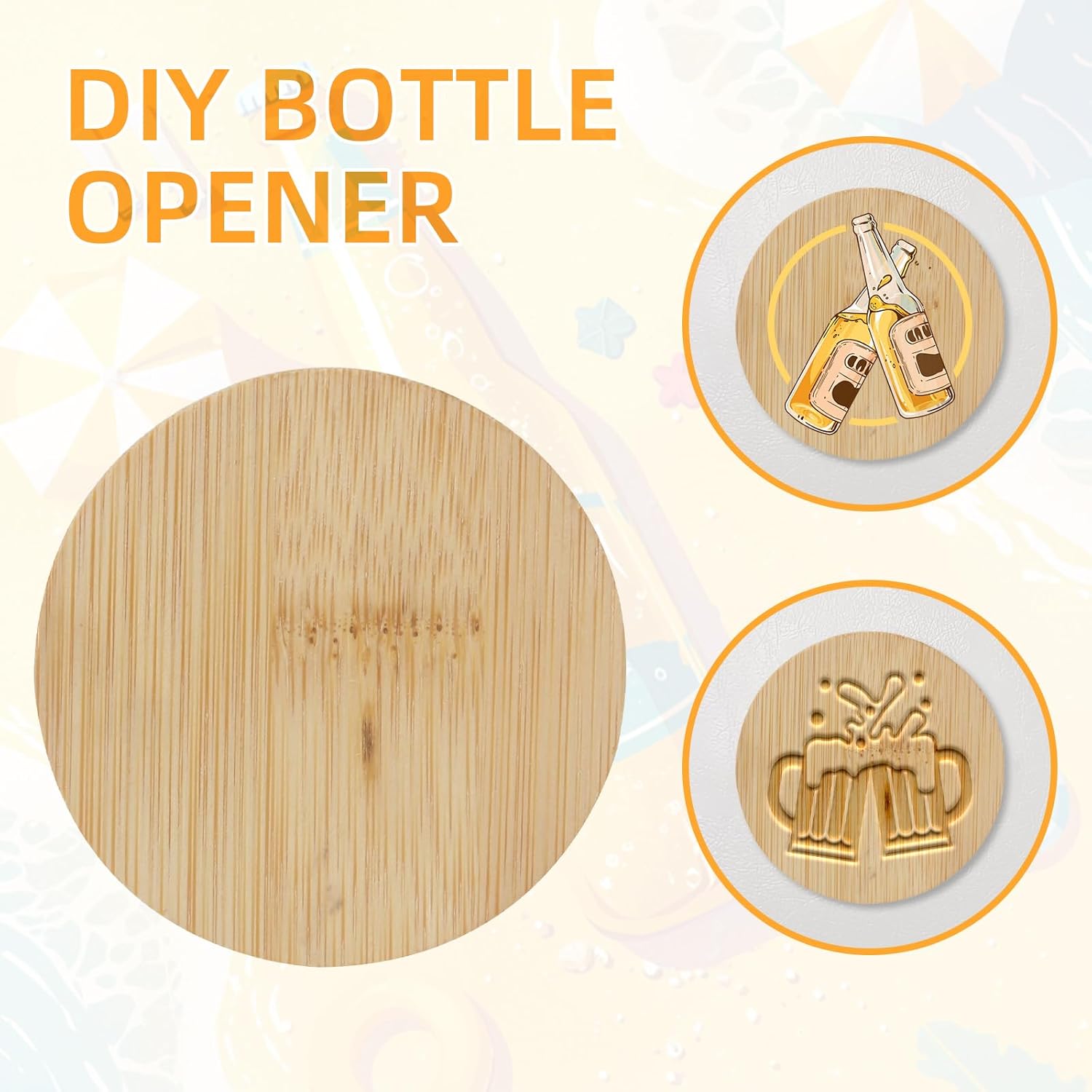 100 Pcs Wood Bottle Opener Bulk Beer Bottle Opener DIY Engravable Magnetic Bamboo Openers for Refrigerator Sticker Gift Wedding Party Bar Restaurant (100 Pcs)