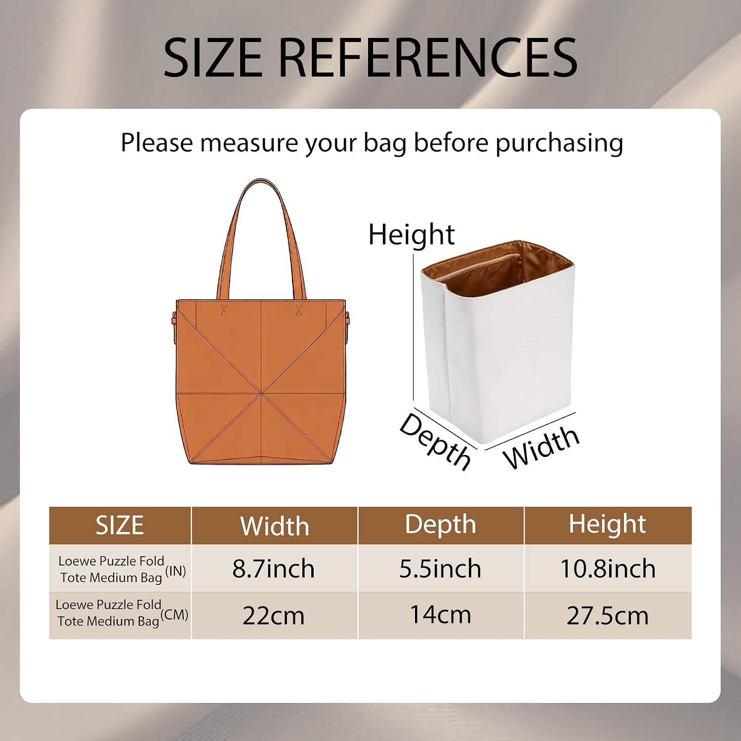 Doxo DupontPaper Tote Organizer Insert for LOEWE Puzzle Fold Tote M image 2
