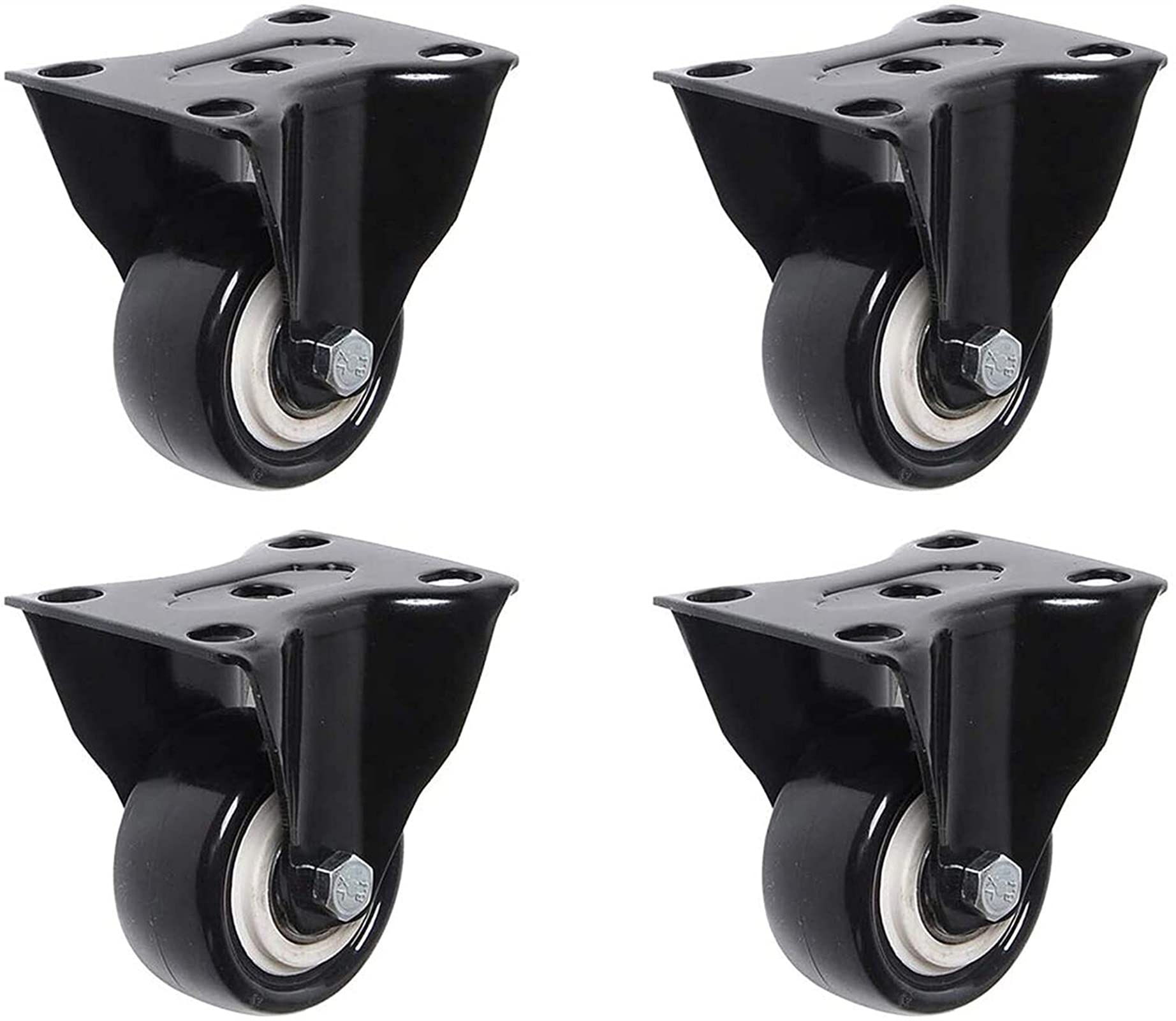 RACKS4Pcs 50Mm Furniture Castors，Directional Movable casters, Non Marking Hard Rubber Castors, Fixed Plate Fitting, Heavy Duty Casters Wheels, Max 100Kg Per Set
