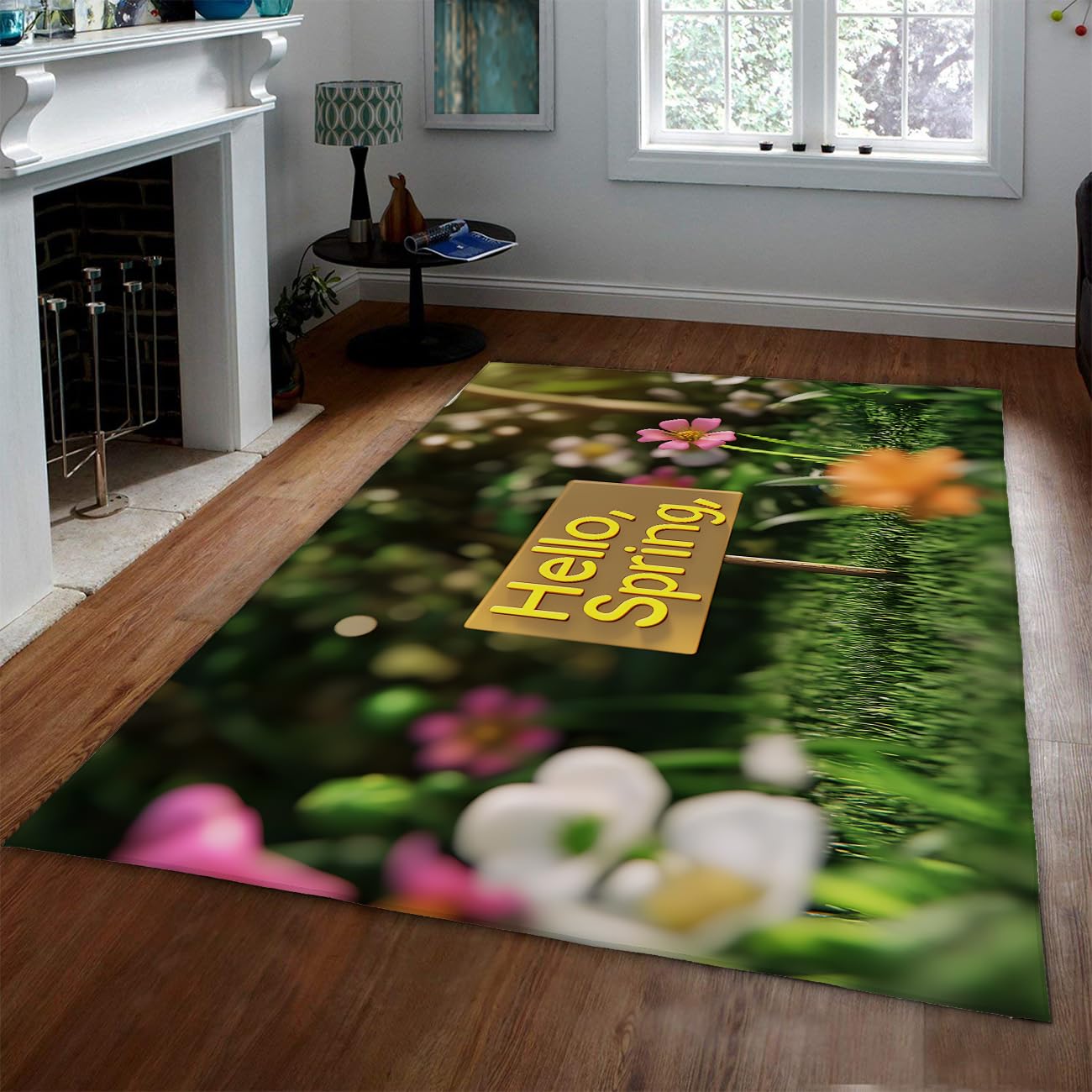 Tapis chambre bébé fleurs colorées et flanelle antidérapante pour un décor printanier 80x150