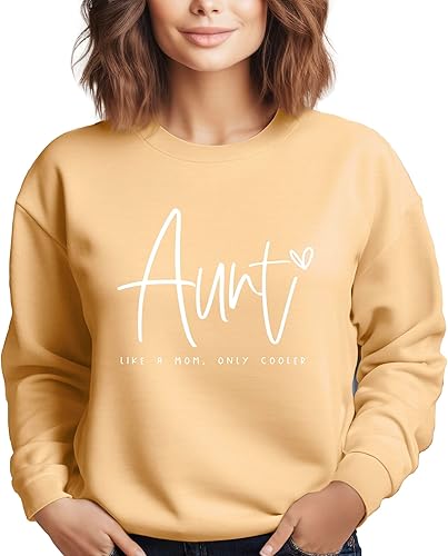 Miniatura 8 de Women's Long Sleeve Auntie Crewneck Sweatshirt Aunt Letter Print Graphic Shirts Pullover Tops