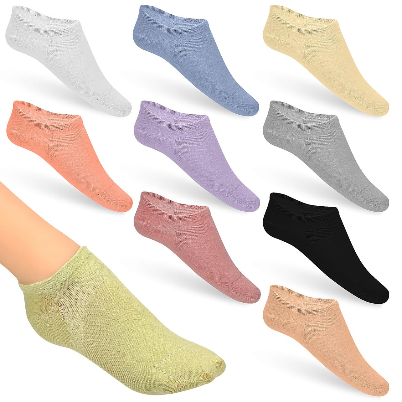 ORFOFE 12 pares Calcetines de Mujer de Algodón Transpirable y Absorbente de Sudor Diseño sin Costuras y Corte para Running y Diario