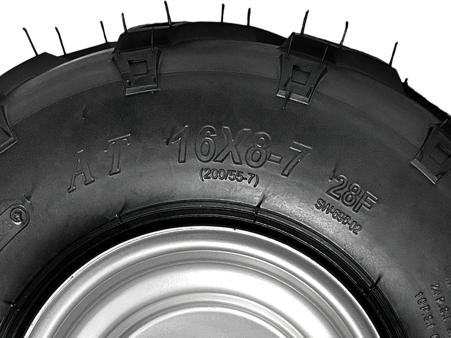 16x8-7 ATV Wheel and Tire Assembly 7-Inch Rim 3-Stud Front/Rear Wheel for Go Kart, UTV, Quad, Mini Bike, Drift Trike, Lawn Mower, 110cc–150cc Off-Road Vehicles