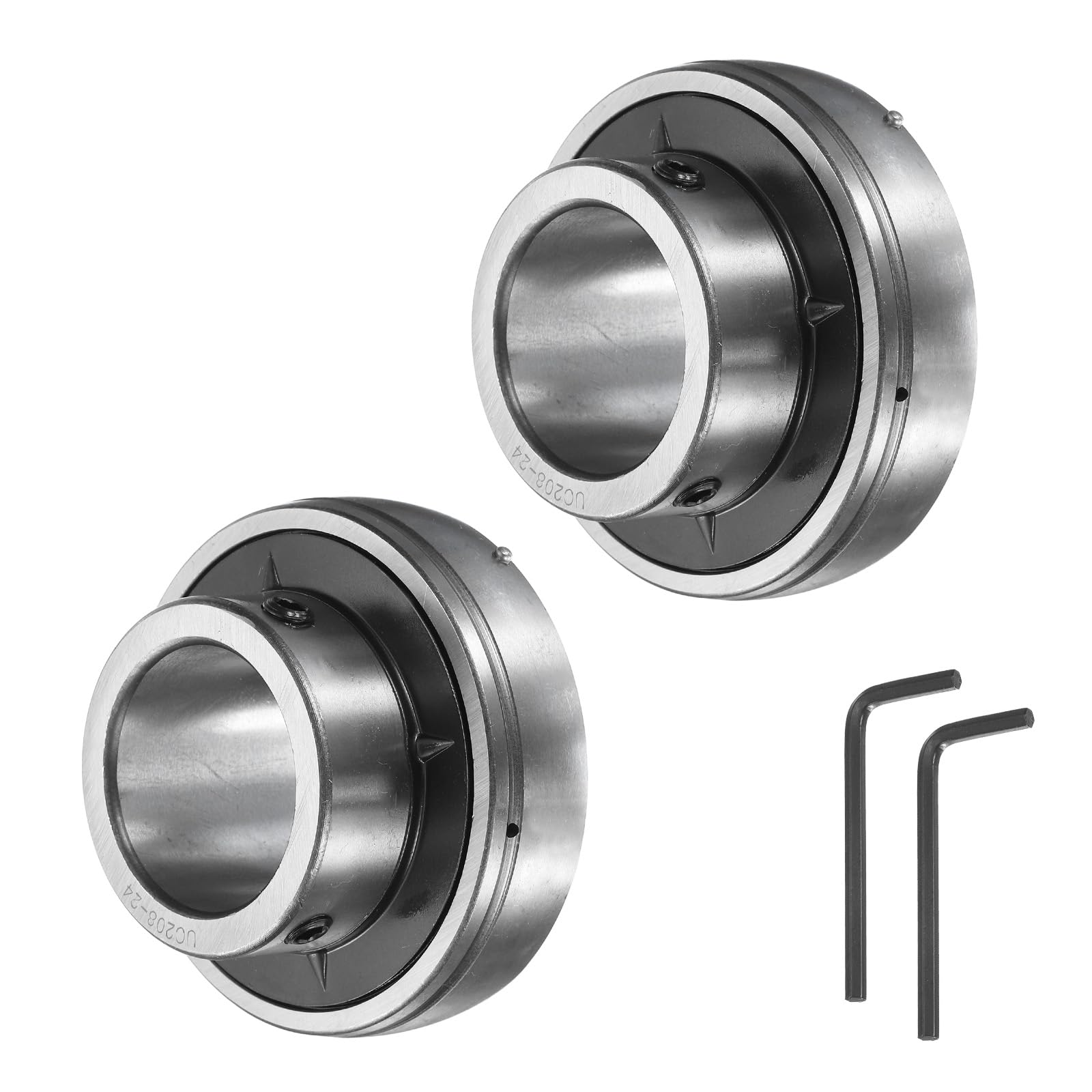 QUARKZMAN 2Pcs UC208-24 Roulements à Semelle de 1-1/2" en Acier Chromé (Gcr15) Logement de Roulement Monté Sur Bride avec Clé