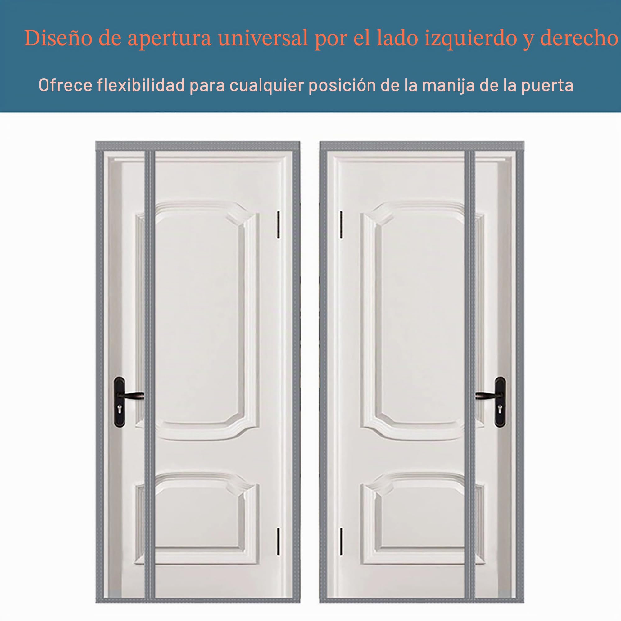PHOGARY Mosquitera para puerta de balcón o terraza, protección magnética contra insectos 90x210cm sin perforación, cortina con cierre automático, Gris