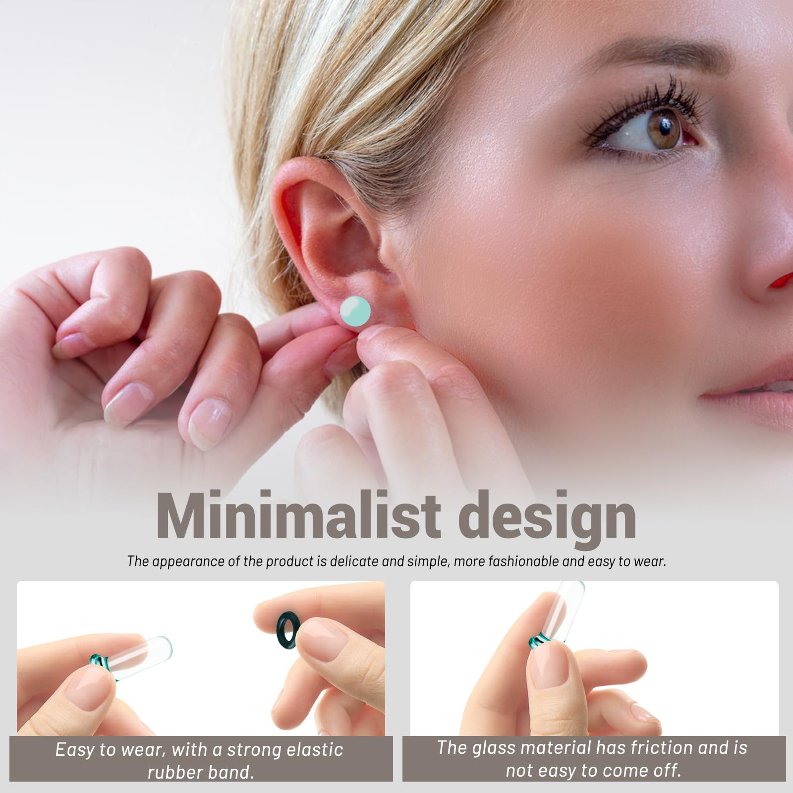 Kit di dilatazione dell'orecchio 14G-1G, 18 tappi per le orecchie in vetro, tappi in vetro svasato singolo con O-ring per espandere l'orecchio, calibri neri per orecchie, gioielli piercing