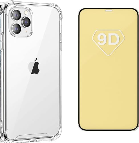 Nextway 1 Clear Bumper Case + 1 9D Tempered Glass Screen Protector Compatible with iPhone 11 Pro Max | Edge-to-Edge Full Coverage | Shockproof | Anti-Scratch | Oleophobic Coating | Case Friendly