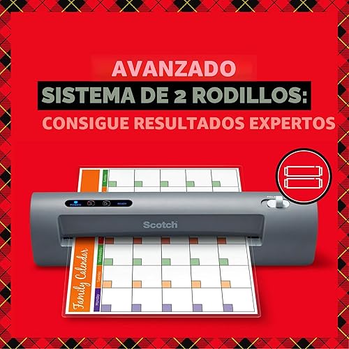 Miniatura 7 de Plastificadora térmica de dos rodillos, de la marca Scotch (TL901C), Plateado/Negro