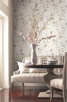 York Wallcoverings Candice Olson PSW1424RL Soft Neutral Linden Flower Premium Peel and Stick Wallpaper