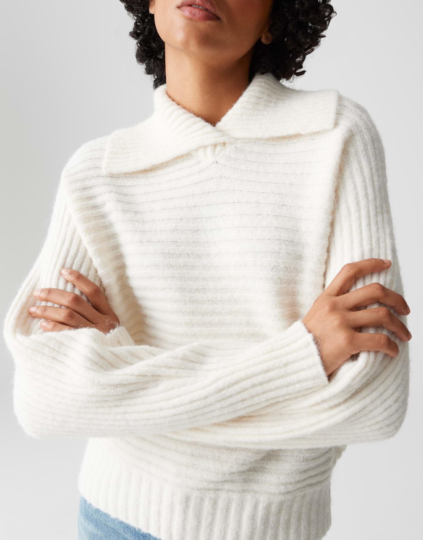 OPUS Damen Pullover | PURIKA Regular Rippstrickpullover mit Fledermausärmeln