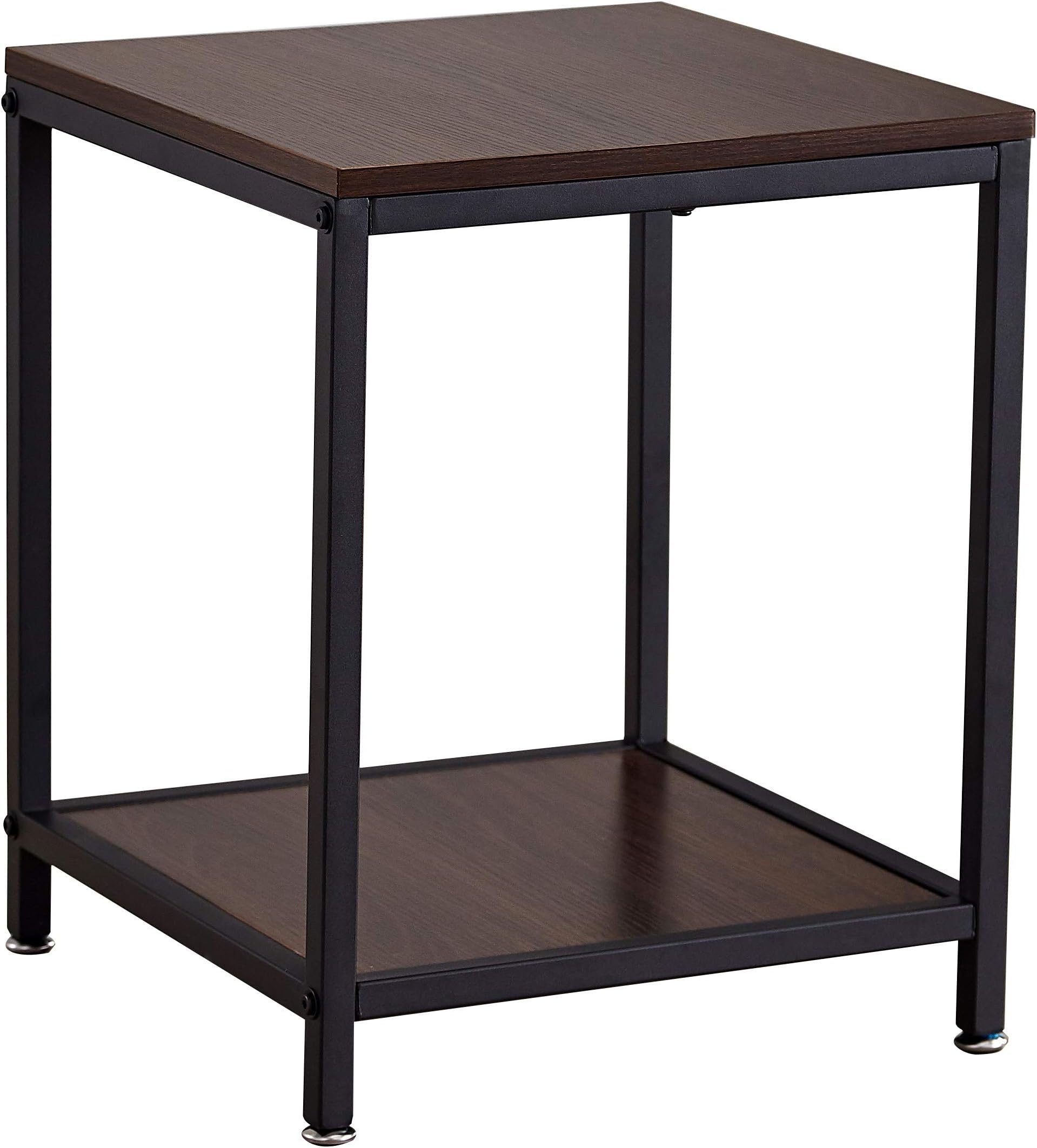 Coffee Table, Ticova Tea Table with Enlarged Tube Frame and Large Storage Shelf for Living Room, Easy Assembly Center Table, Walnut