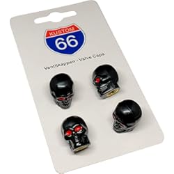 Pisantes Para Bicicleta Juego de 4 Tapones para válvulas de Calavera v2, Color Negro para Coche y Moto