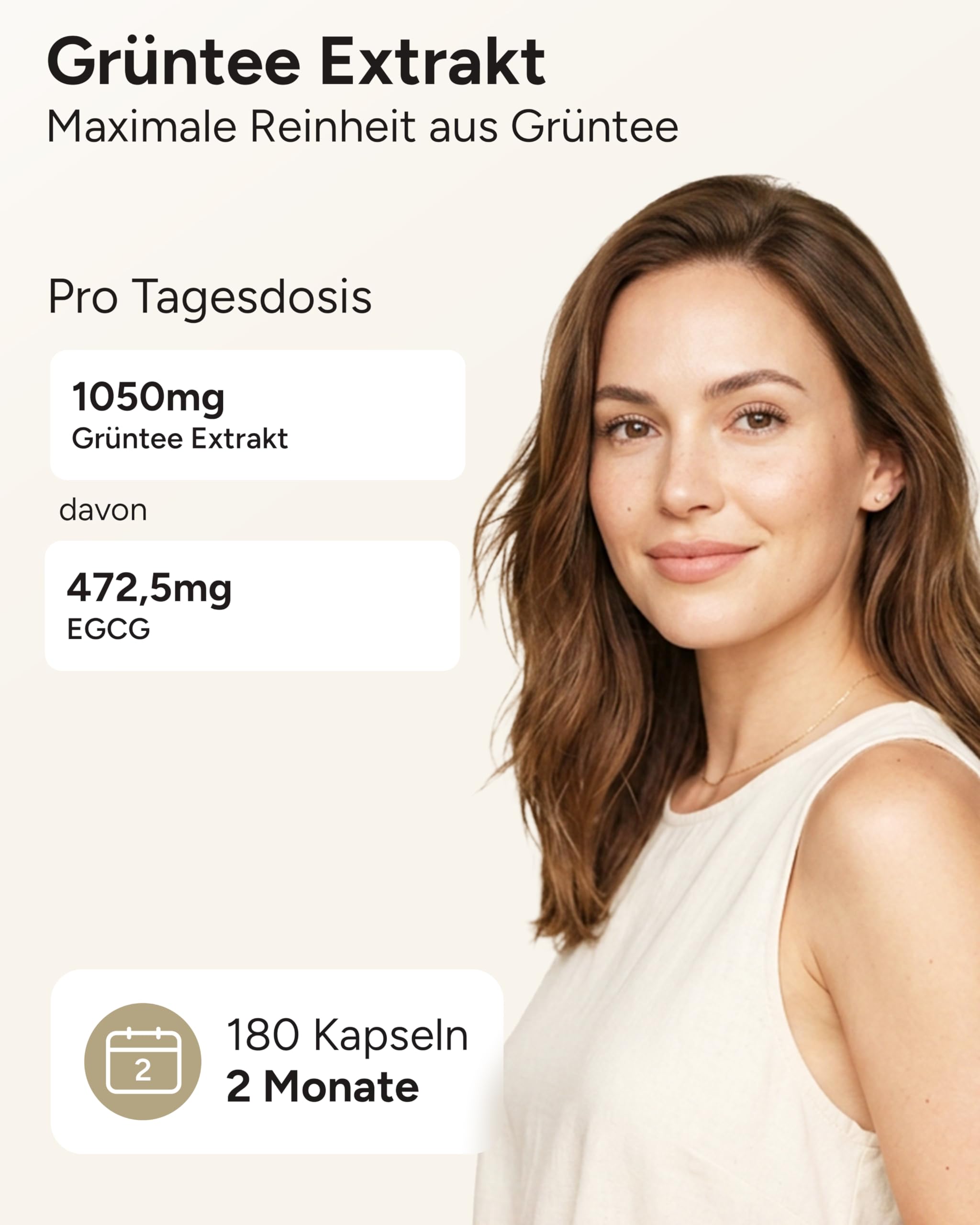 Grüner Tee Kapseln - 1050mg hochdosierter Grüntee Extrakt pro Tagesdosis - Superfood entkoffeiniert mit Epigallocatechingallat EGCG Kapseln hochdosiert aus Grüner Tee Extrakt - plantomol® Basics