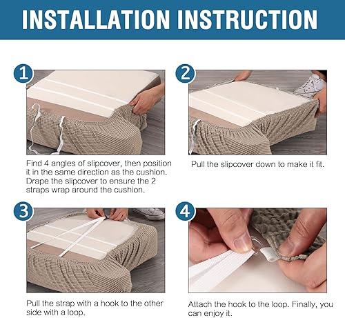 Miniatura 7 de H.VERSAILTEX Fundas elásticas para sofá de 3 piezas con cojines en forma de T, fundas de cojín individuales para sofá de 3 cojines, fundas con