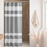 Vista 12 de Cortina Madison Park Spa Waffle de ducha con tela combinada y tratamiento 3M Scotchgard para control de humedad, decoración moderna para el baño