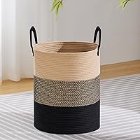 Vista 16 de VIPOSCO Cesta de lavandería grande, cesta de almacenamiento de cuerda tejida alta para mantas, juguetes, ropa sucia en la sala de estar, baño, Blanco